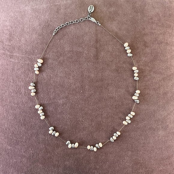 Anne Klein Necklace with Seed Pearls and Silver Beads Approx 20" Length - Picture 1 of 4